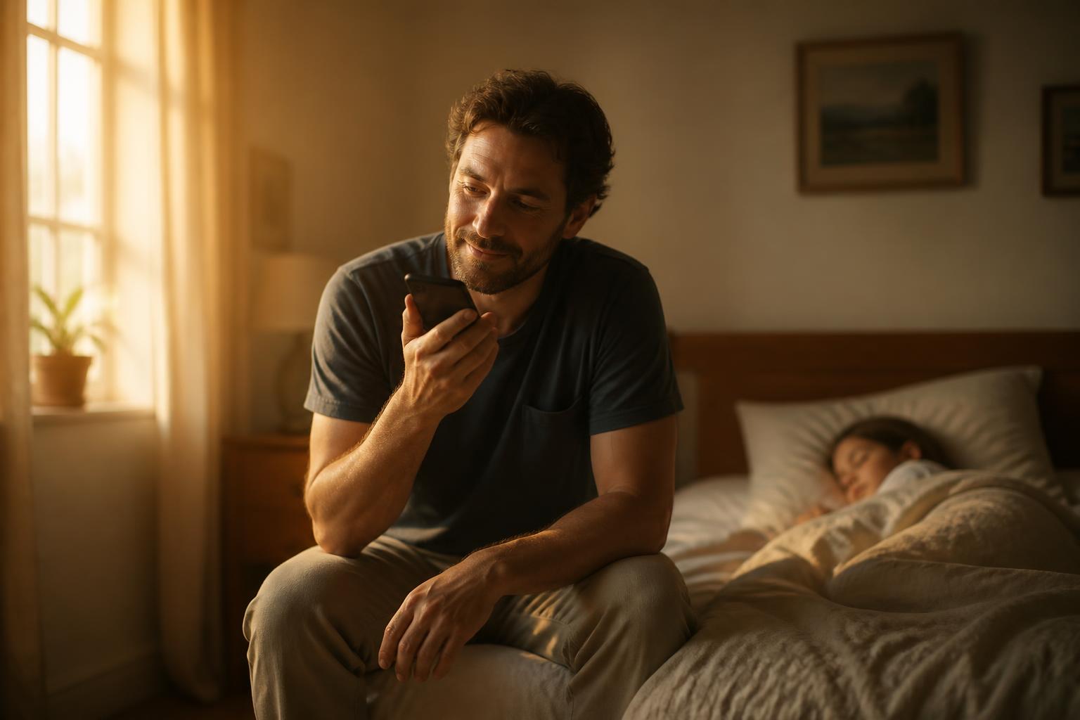 Un padre graba un mensaje de voz mientras su hija duerme